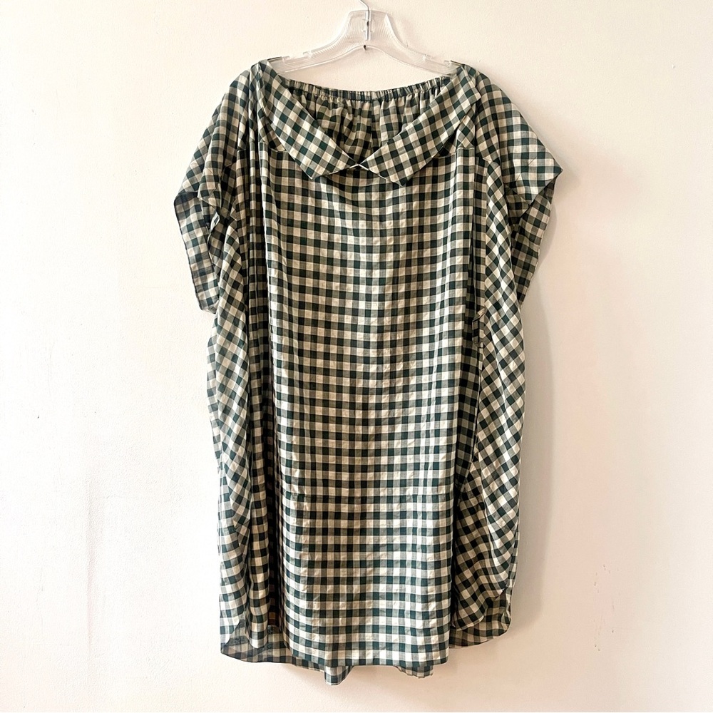 Malia Mills Cream & Green Gingham Tunic Dress Beach Cover-up